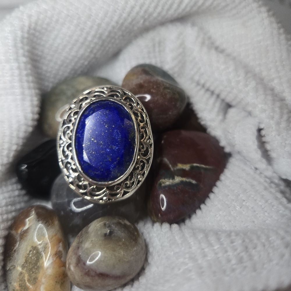 Sterling Silver Blue Lapis Gemstone Ring